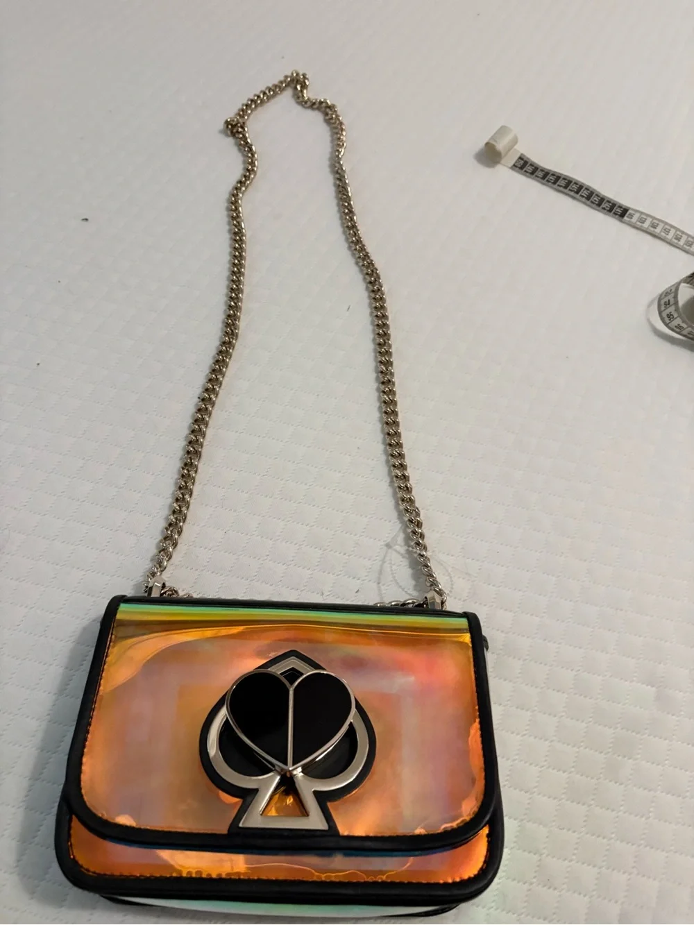 RARE Kate Spade Nicola Iridescent Holographic Heart Crossbody Flap Bag COLLECTOR